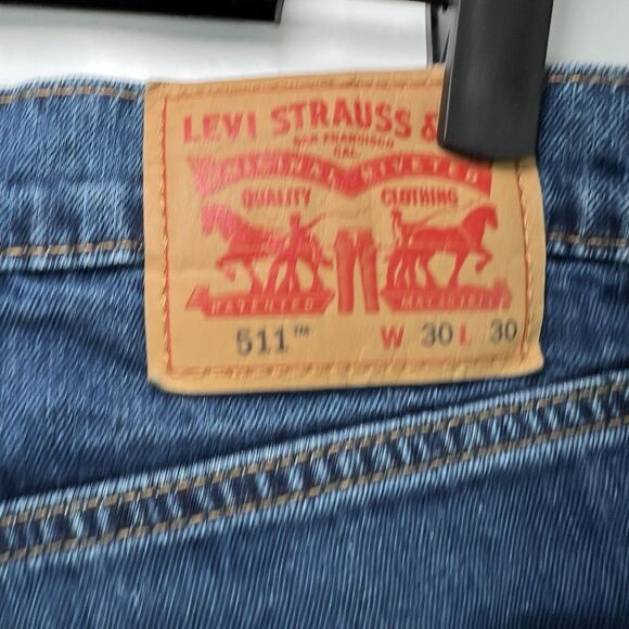 Levis 511 Slim Fit Jeans Mens Size 30x30 Blue Medium Wash Straight Leg EUC - Picture 14 of 16